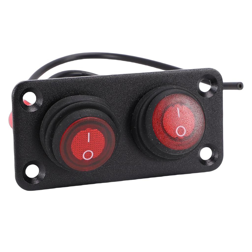 2 Gang Rocker Switch Panel Water Proof On Off Round LED for Automotive Lights Marine Boat Car Truck Vehicles Red