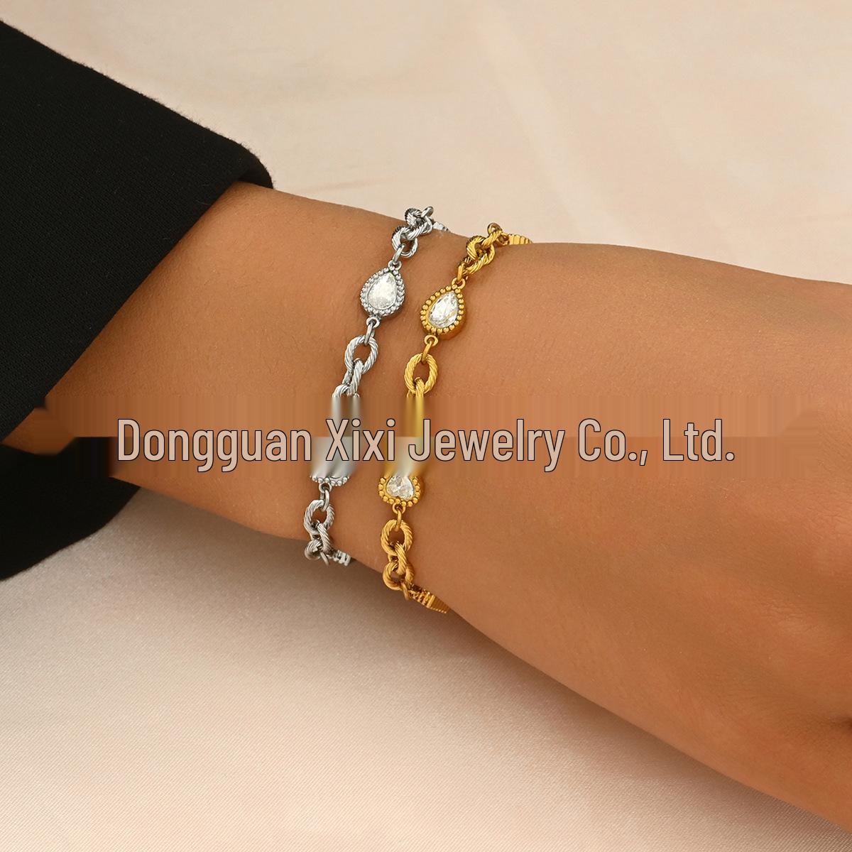 Dream Titanium Steel Cubic Zirconia Bracelet with PVD Plating - Original INS Style Women s Bracelet золотой