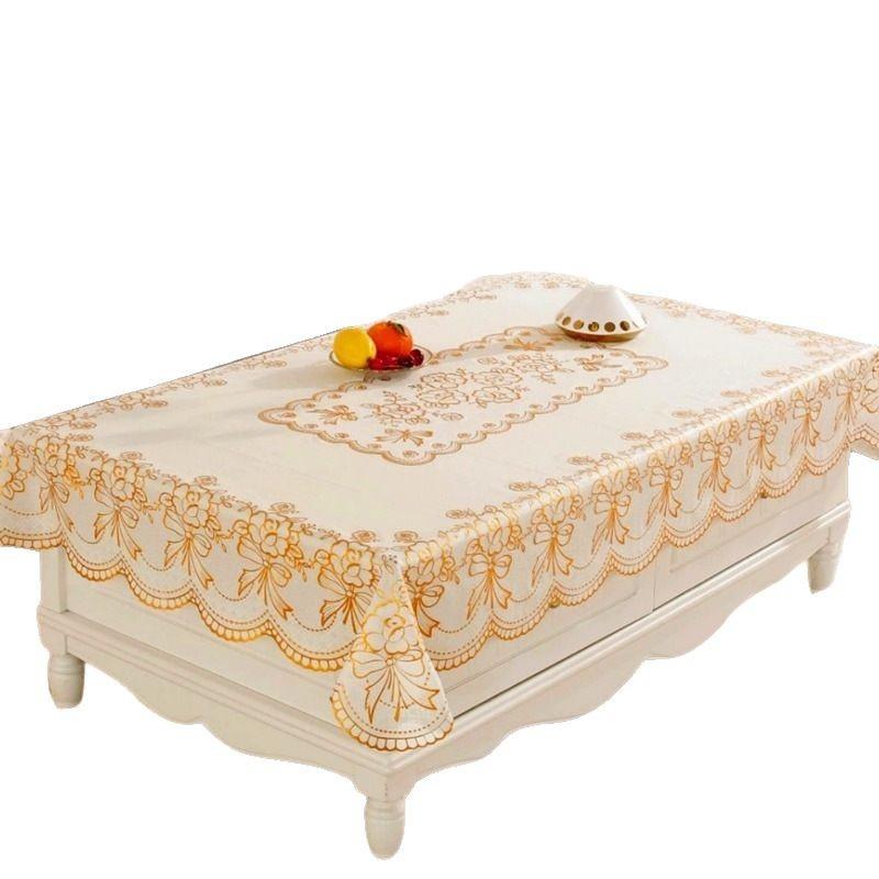 Bronzierende Schleife PVC Tischdecke Rechteckig Wasserdicht und Ölfest Einziehbare Europäische Tischdecke Groß Vollständige Größe