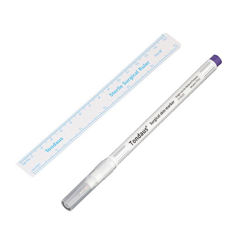 1pz Pennarello per Tatuaggio Sopracciglia su Pelle con Righello Trucco Permanente Bianco Medico Sterile Microblading Chirurgico Forniture
