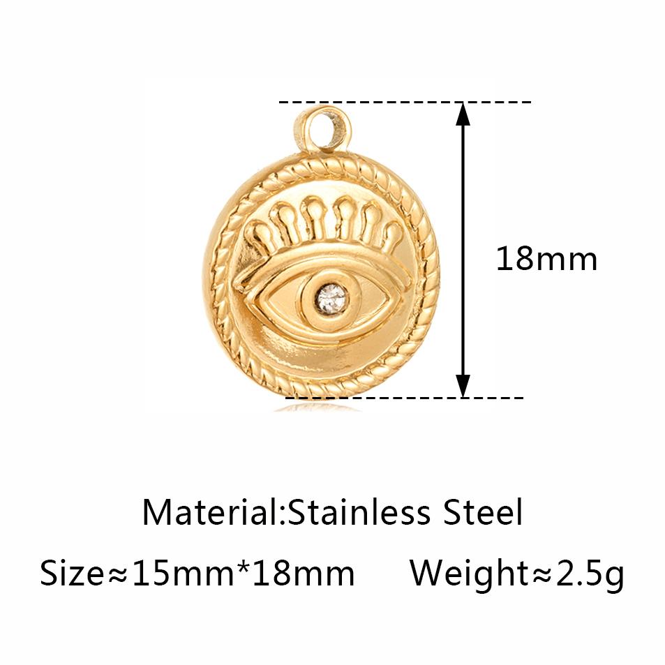 3 Stück Edelstahl Goldfarben Beschichtet Strassstein Blaues Böses Auge Anhänger Halskette Armband Ohrring DIY Schmuckherstellung Zubehör