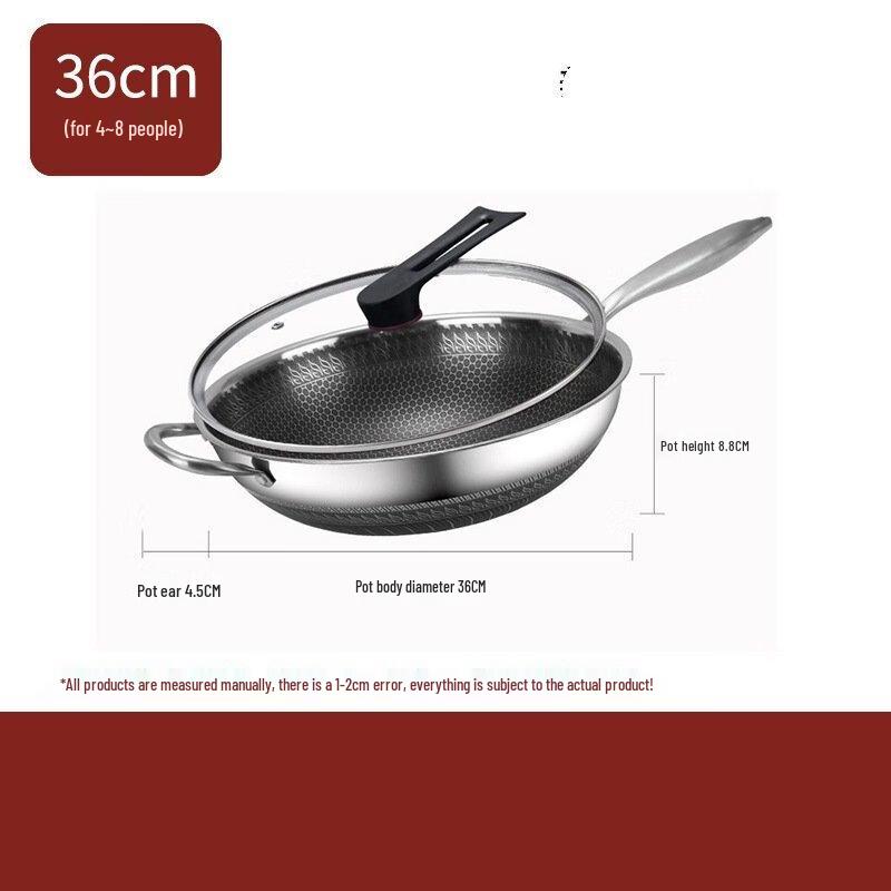 

Wutuo 36cm 316 Stainless Steel Nonstick Stir-Fry Pan with Lid