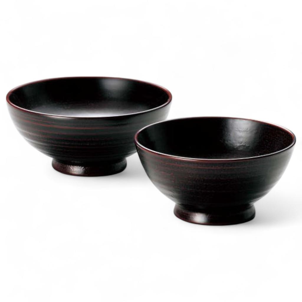 Set of 2 Lacquerware Made in J-kitchens Bowls, Wooden, Hand-Painted, Japan, PID-528701