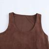 2024 Winter Women's Retro U-Neck Suede Effect Sleeveless Short Dress - European & American Style