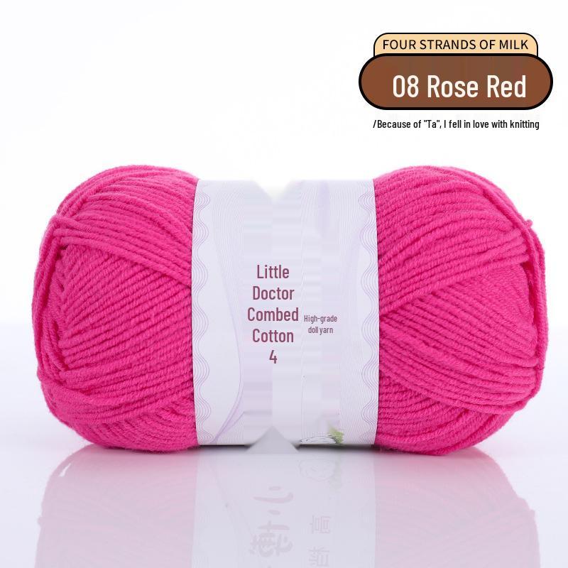 40g 4-Ply Combed Milk Cotton Yarn - Little Doctor, Medium-Thick for DIY Knitting Projects: Dolls, Cushions, Blankets