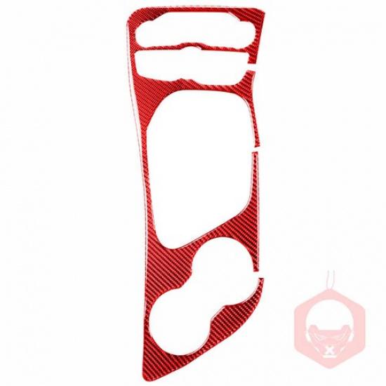 Red Carbon Fiber Gear Shift Panel Cover Trim For Dodge Challenger 2015-