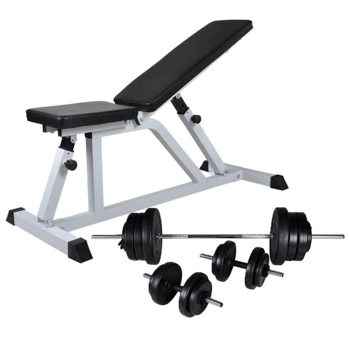 VidaXL Training Bench with Dumbbell Set 60.5 Kg Weight Bench 275346