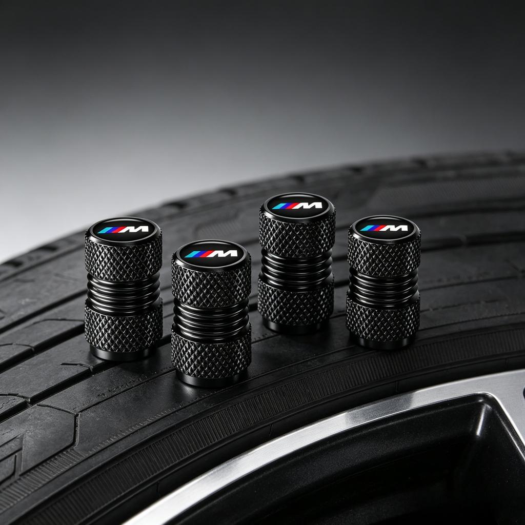 4Pcs Knurled Anti-Slip Metal Tire Valve Stem Caps With BMW M Logo Universal Auto Wheel Air Dust Caps Stem Caps1