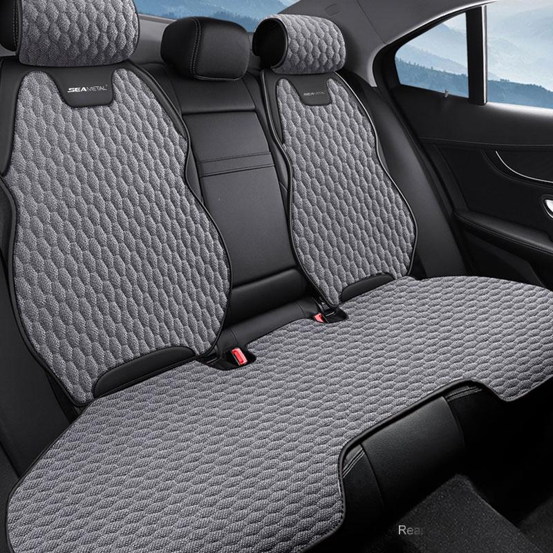 

Чехол для автомобильного сиденья SEAMETAL из льна, задняя льняная ткань, дышащая протекторная подушка для автомобильного сиденья, универсальная для большинства грузовиков, внедорожников, фургонов Rear seat cover чёрный