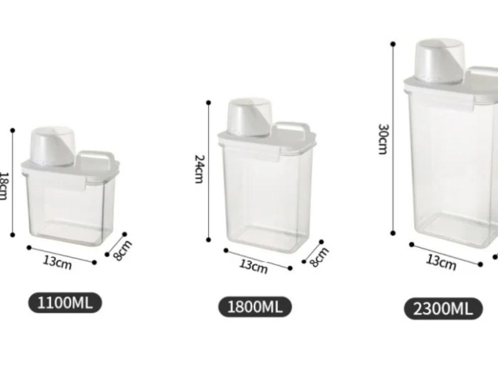 Szczelny dozownik detergentu do prania Pudełko do przechowywania proszku Przezroczysty pojemnik na płyn do proszku z pokrywkami Słoik