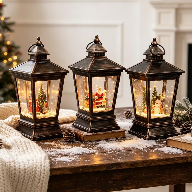 Christmas Crystal Music Box Snowman Santa Snow Globe Light Holiday Party Decor
