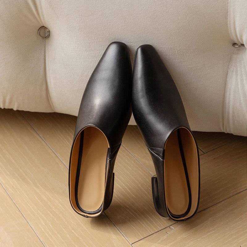 Fashion Footwear Low-heel Slides Slippers Shoes for Women 2025 Fashion Square Toe Ladies High Heels Pumps Slippers Shoes Female Mules