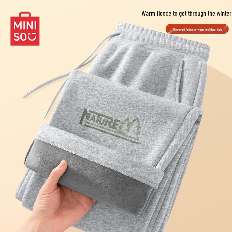 MINISO Men's Fleece-Lined Straight-Leg Casual Pants