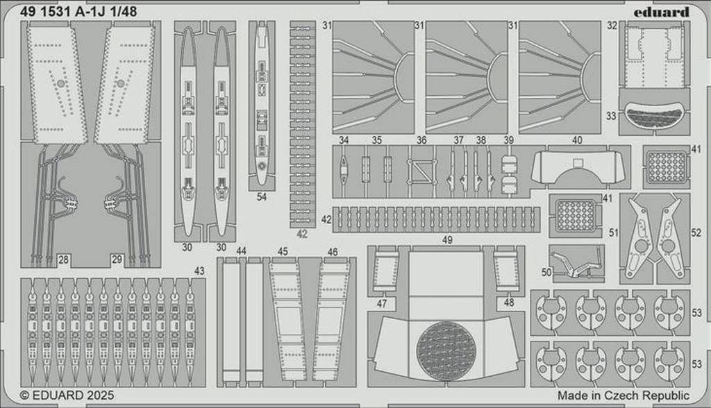 Eduard 1/48 A-1J Skyraider Etching Parts (for Tamiya) Plastic Model Kit Parts EDU491531 (Airplane)
