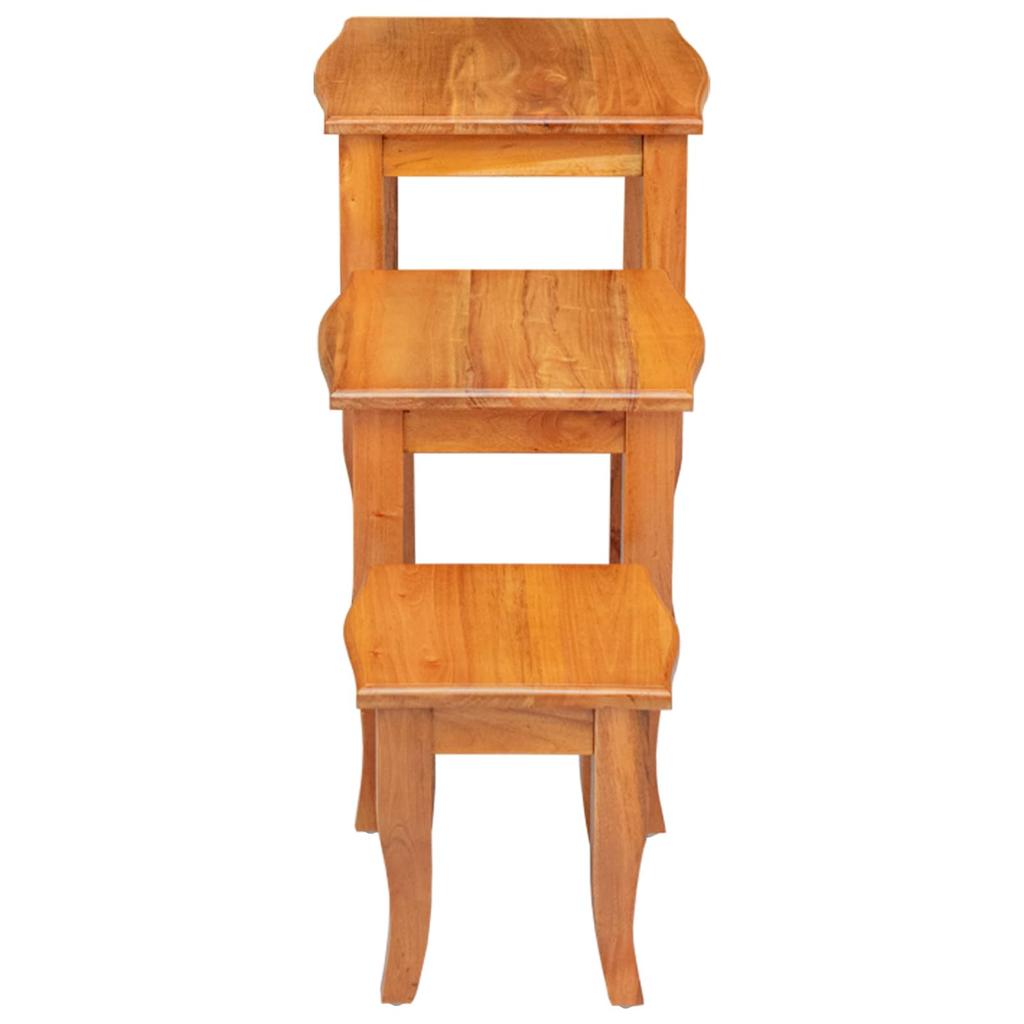 Nesting Side Tables Set 3 pcs Natural Solid Mahogany Wood