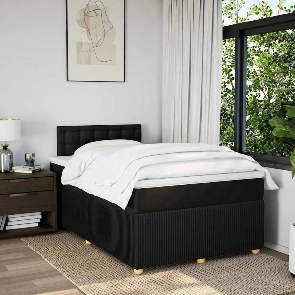 Vidaxl Continental Bed With Mattress, Black, 120X190 Cm, Fabric