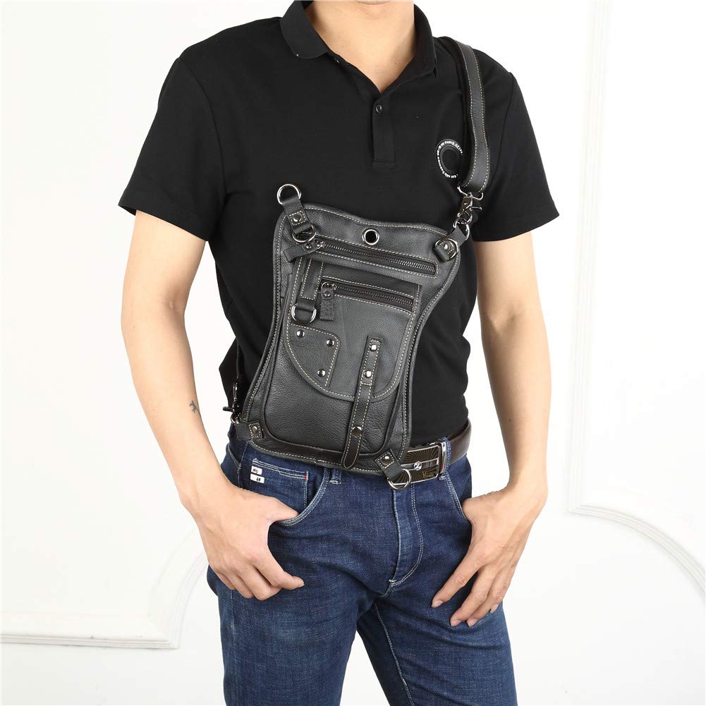 Meigardass Taška na nohu z pravej kože pre pás, bok, rameno, crossbody s vreckom na smartfón, Motocykle, Pánska kapsička, Taška, Taška, Taška, Multifunkčná