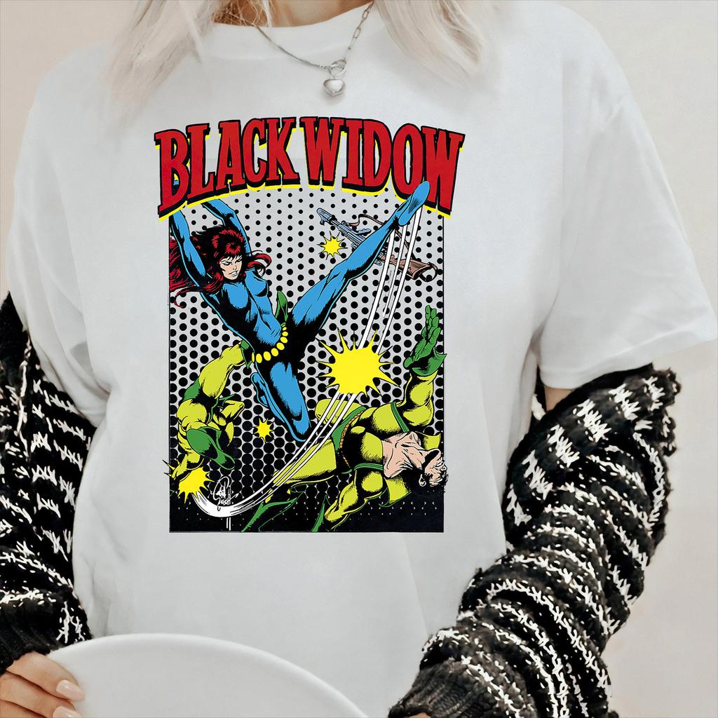 Black Widow Sports Retro Comic Swing Graphic Gift Tshirt ONeck Sweatshirt for Men Women Prue Cotton Oversize Tshirt