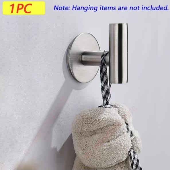 1pc Stainless Steel Self-adhesive Hook Wall Stickers Hanging Hooks Coat Key Towel Holder Bag Hat Hanger Home Accessories Storage