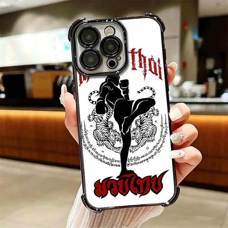 Muay Thai Fight Boxing Soft Phone Case For iPhone 15 16 17 Air 14 Pro Max 16E Plus 13 12 Mini Plating Anti-Fall Fundas