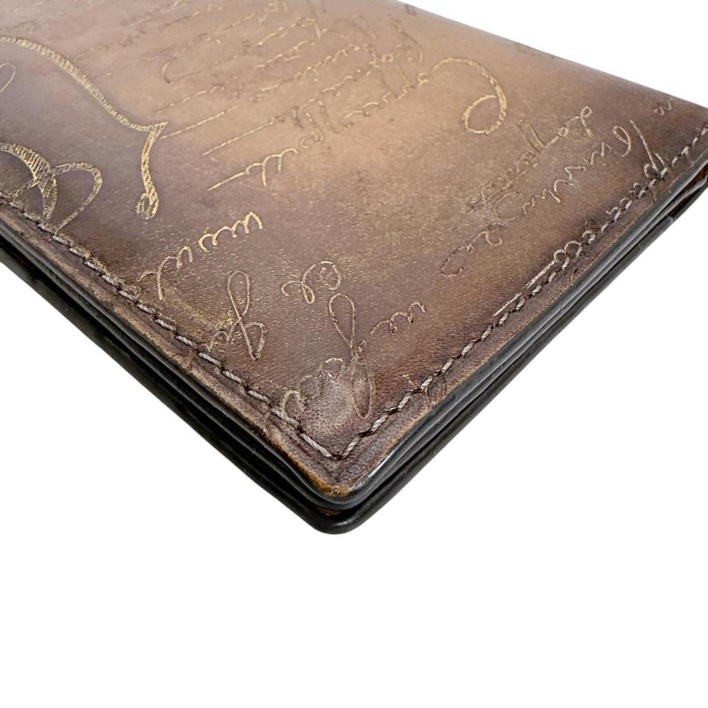 Berluti Calligraphy Long Wallet purse leather Brown unisex Used