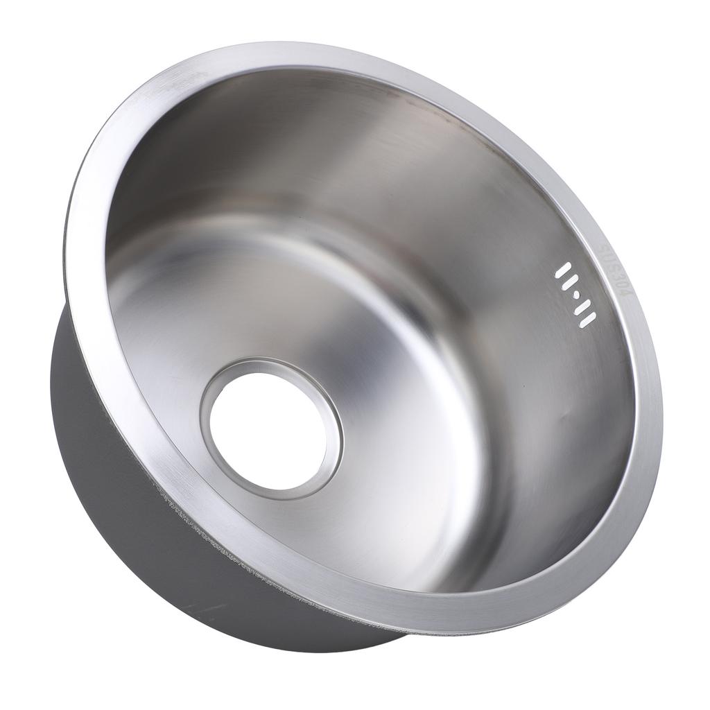 Kitchen Sink 304 Stainless Steel Round Single Bowl Bar Sink for Vegetable Fruit Washing Dishwashing 42cm