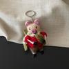 Rabbit Wool Felt Animal Pendant Little Pig Cartoon Keychain Cute Rabbit Keyring  Unisex
