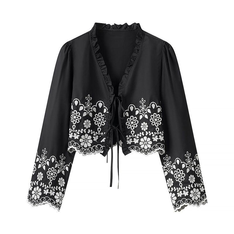 Jnleaog Spring New Arrival Women's Clothing Fashion Style Stylish Fashion Hollowed-out Embroider Cotton Shirt