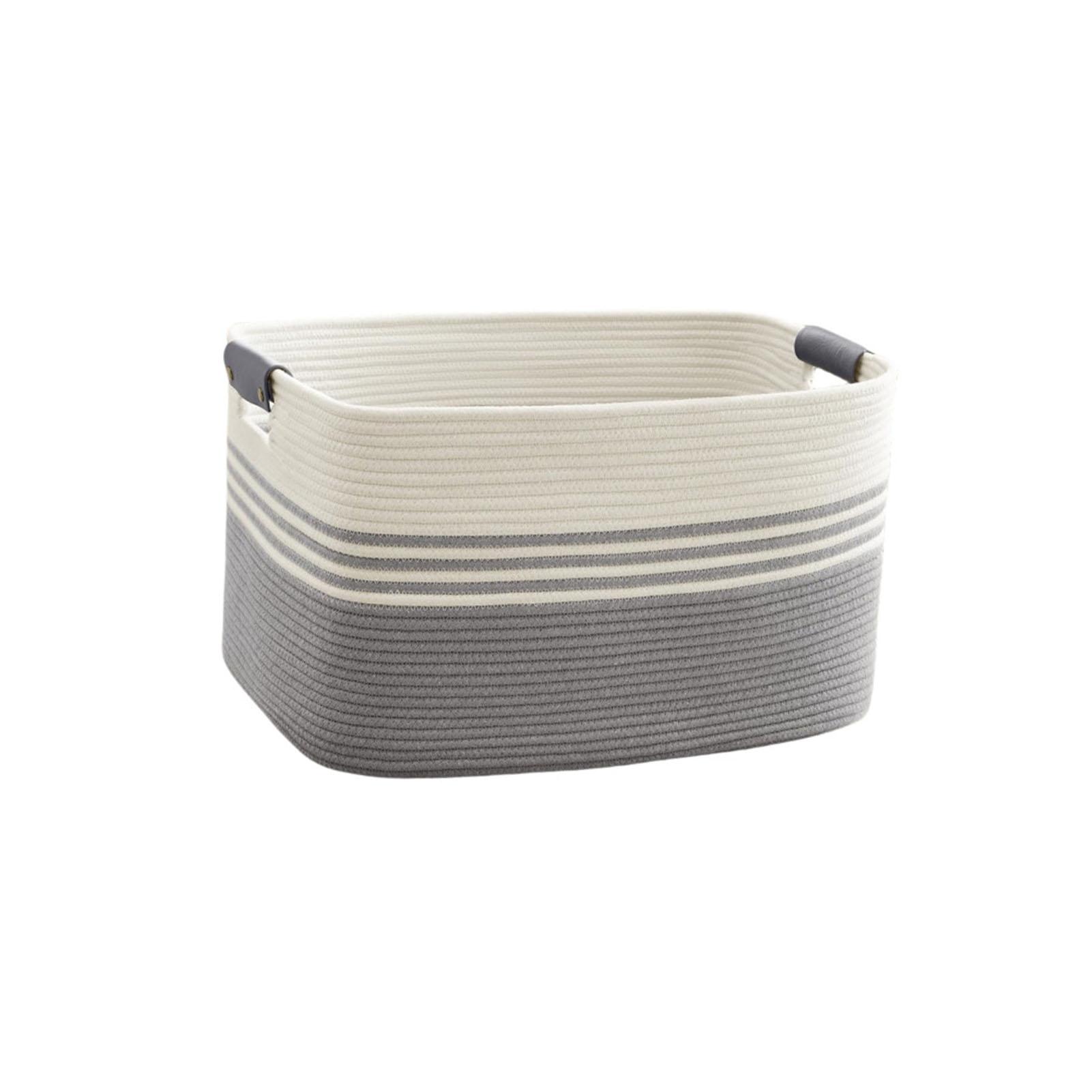 Panier de rangement tressé 60L en corde de coton pour salon, salle de bain - pour linge, jouets, serviettes, cosmétiques