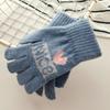 New autumn and winter warm imitation cashmere five-finger cold-proof sports women's cute warm cartoon gloves