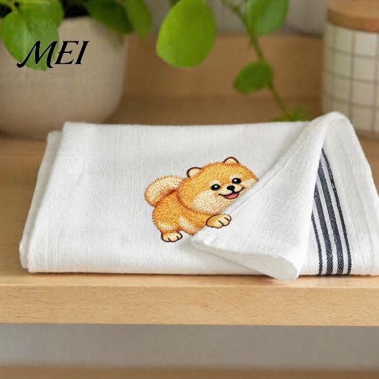 Dog Embroidered Towels Cute Puppy Tea Towel, Corgi Dachshund Kitchen Dish Absorbent Accessories for Owners Quick Dry Hand Towel Lovers Bathroom