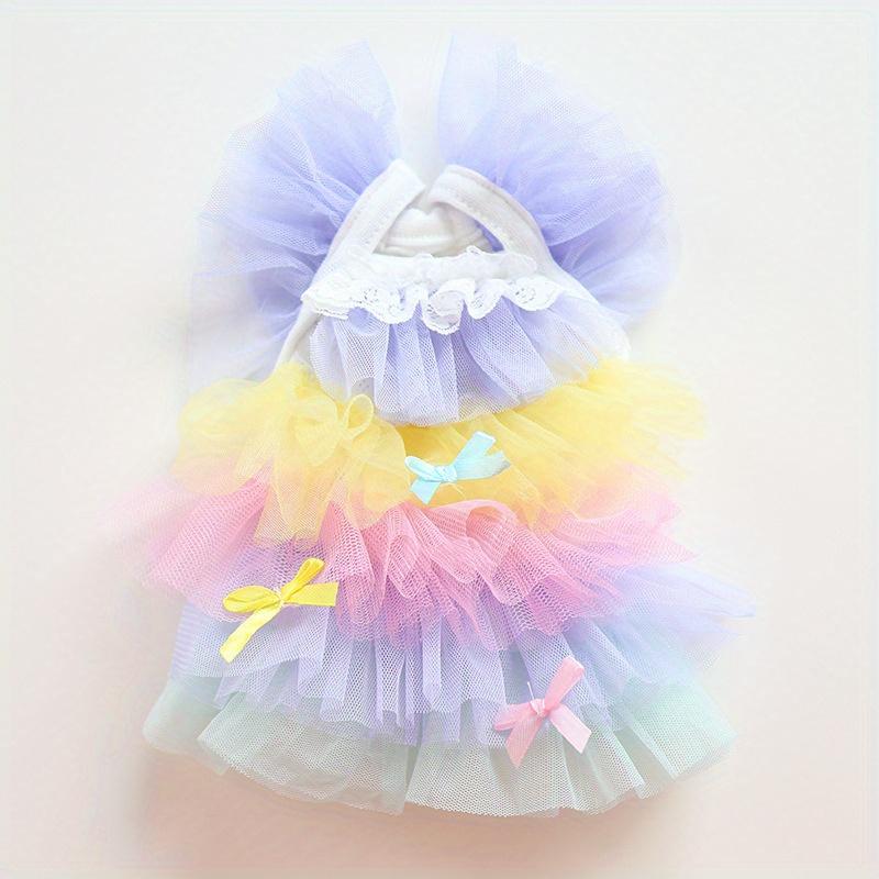 

Summer Spring Dog skirt thin Teddy bear small pet clothes colorful gradient Pompadour princess skirt XS фиолетовый