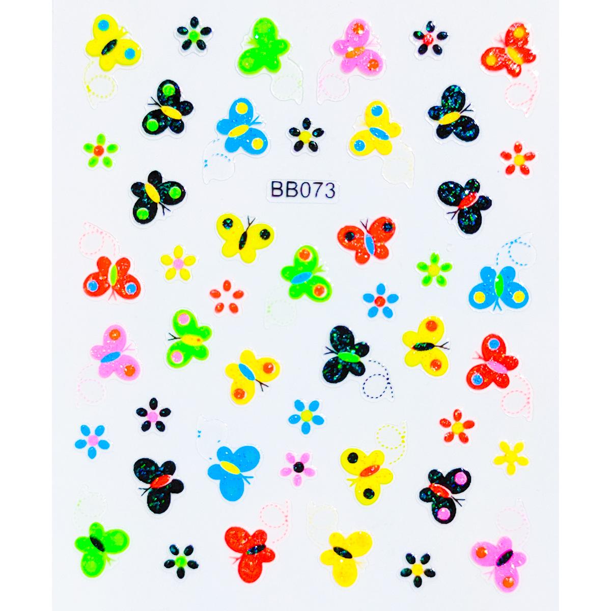 

Флуоресцентные наклейки для ногтей с эффектом дофамина в виде бабочки: Милые мультяшные наклейки из семи цветов для детей