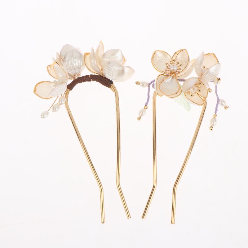 1Pcs Cool Jade Orchid Flower Hairpin For Women Chinese Style Flower Hair Stick Handmade Jewelry Hair Accessory Hanfu Hair Comb