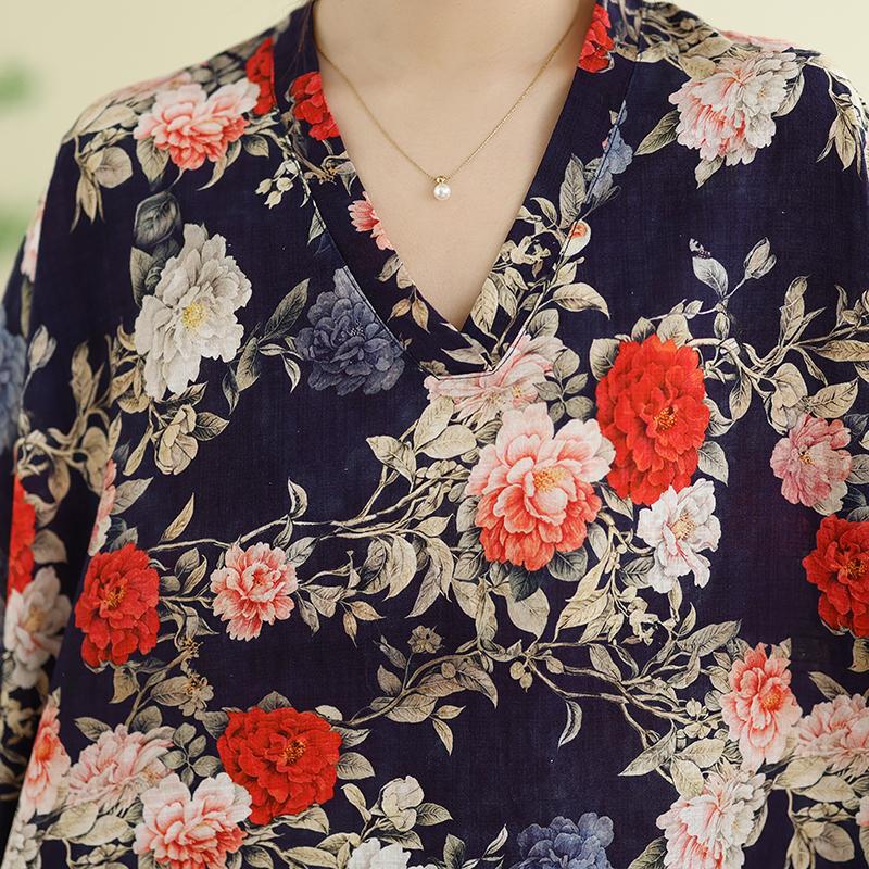 DIMANAF New 2026 Women Plus Size Summer Beach Long Dress Cotton Loose Oversize Casual Lady Maxi Vintage Print Sundress