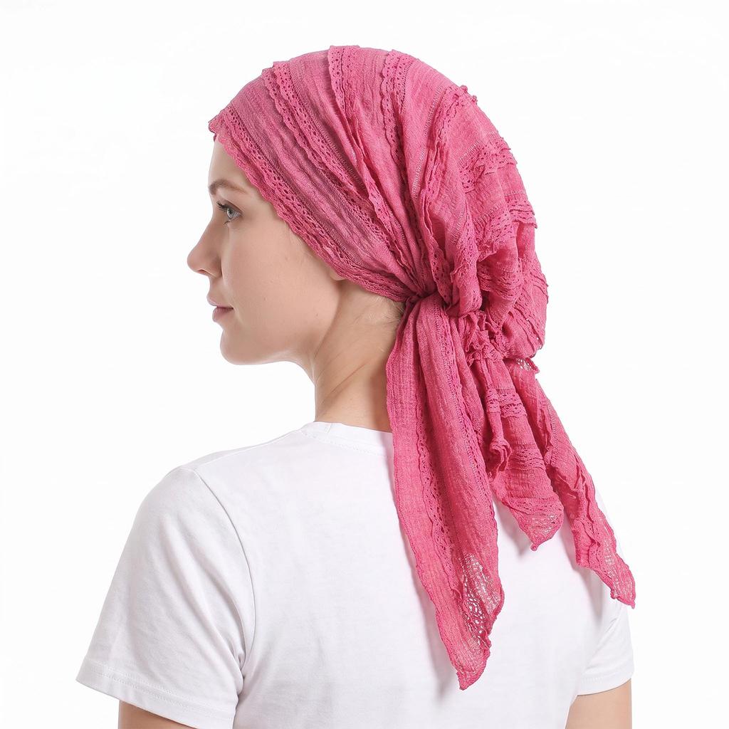 Women's Lace Headwrap Turban Pullover Hat with Tail for Casual Daily Wear