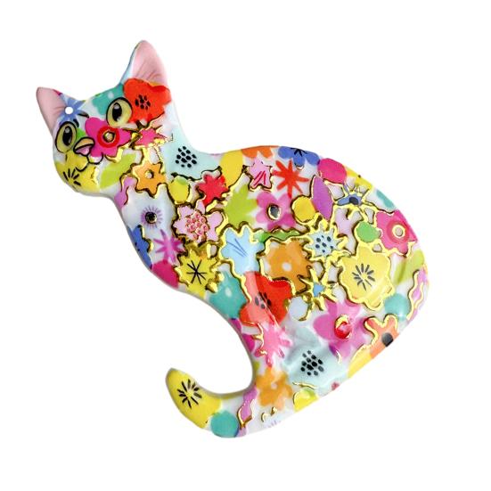 3D Sitting Cat Refrigerator Magnet Embossed Geometric Colorful Kitten Fridge Magnet Home Kitchen Cabinet Locker Whiteboard Decoration
