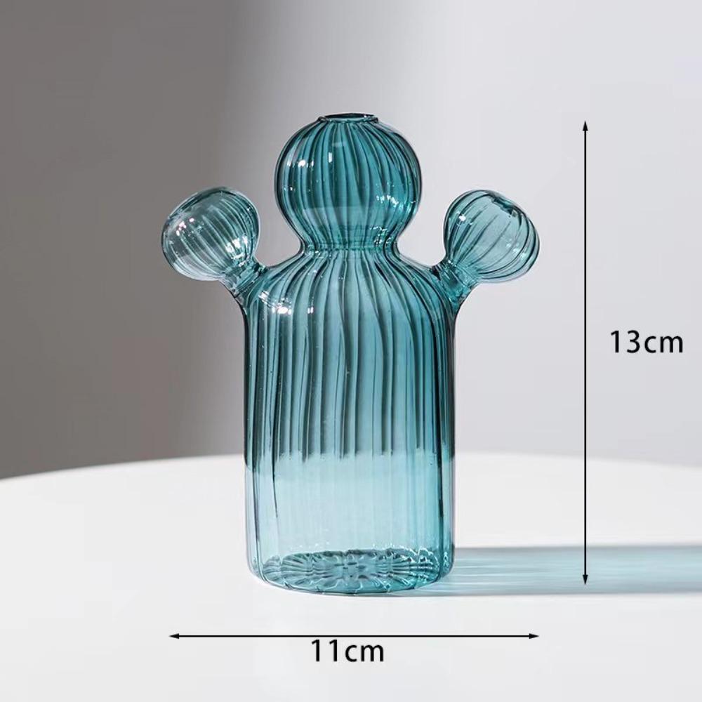 Creative Cactus Glass Vase Plant Hydroponic Flower Pot Desktop Decorative Item Simple Living Room and Bedroom Decorative Item