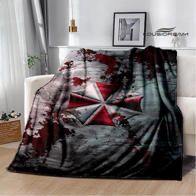 R-Resident Evil Coperte stampate con logo Umbrella Coperte calde in flanella Morbida e confortevole coperta copriletto Regalo di compleanno