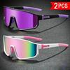 2PCS Shades Cycling Sunglasses Mtb Glasses For Biker Shade Outdoor Sports Sunglasses UV400