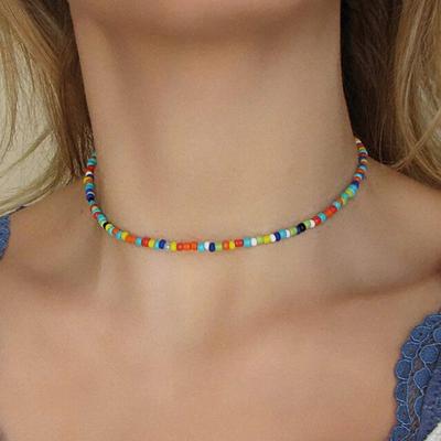 1 Pcs Bohemian Handmade Rainbow Beads Choker Necklace Candy Color Bead Women Jewelry