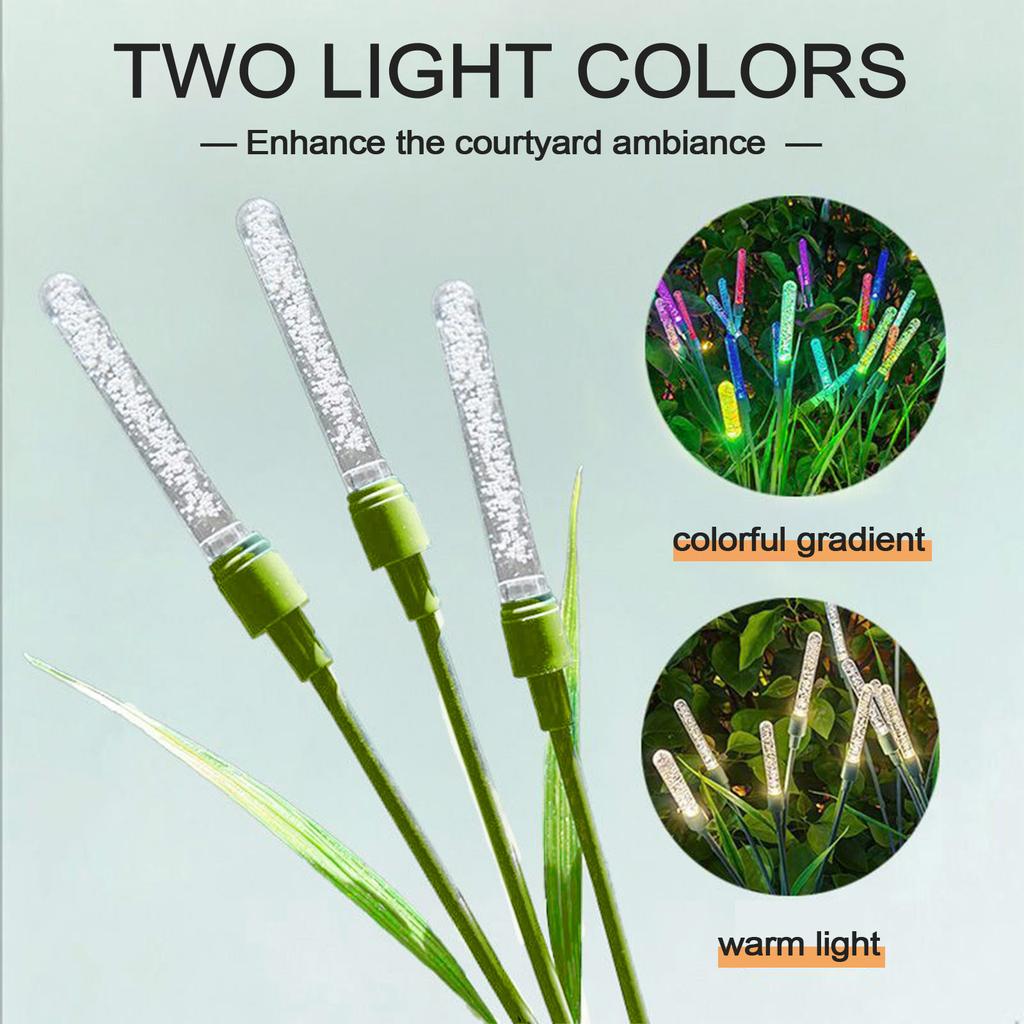 Solar Powered Outdoor LED Garden Lights 6 Reeds Lawn Decorative Pathway Lighting Stake with Integrated Solar Panel for Yard Patio