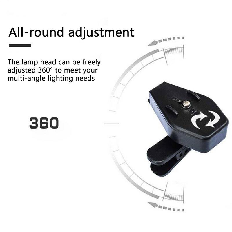 Glasses Reading Lamp Eyeglass Clip Lantern Universal Eyeglasses Lamp Mini Flashlight Adjustable Flexible Reading Lights