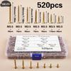 520Pcs M3.5 Countersunk Head Self-Tapping Screws Kit Color Galvanized Screw Set For Woodworking Industrial Home Decoration