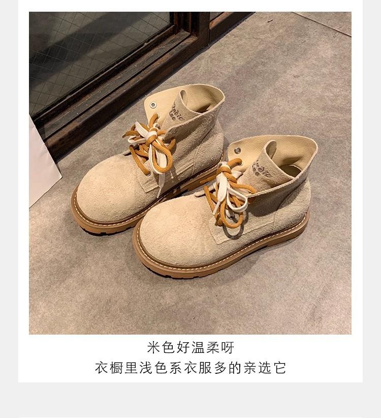 

Cowhide version retro inner height increase Martin boots women s 2025 new round head contrasting color double shoelaces thick-soled leather short boo 35