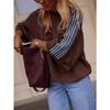 JKASHDK Women's Fashion Casual Spring Fall Stripe Print 3/4 Sleeves O-Neck Sweaters