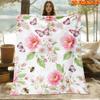 1pc 2D Flat Printing Spring & Summer New Arrival Skin-Friendly Flannel Blanket with Floral, Butterfly, and Bee Pattern Theme, High-Definition Digital