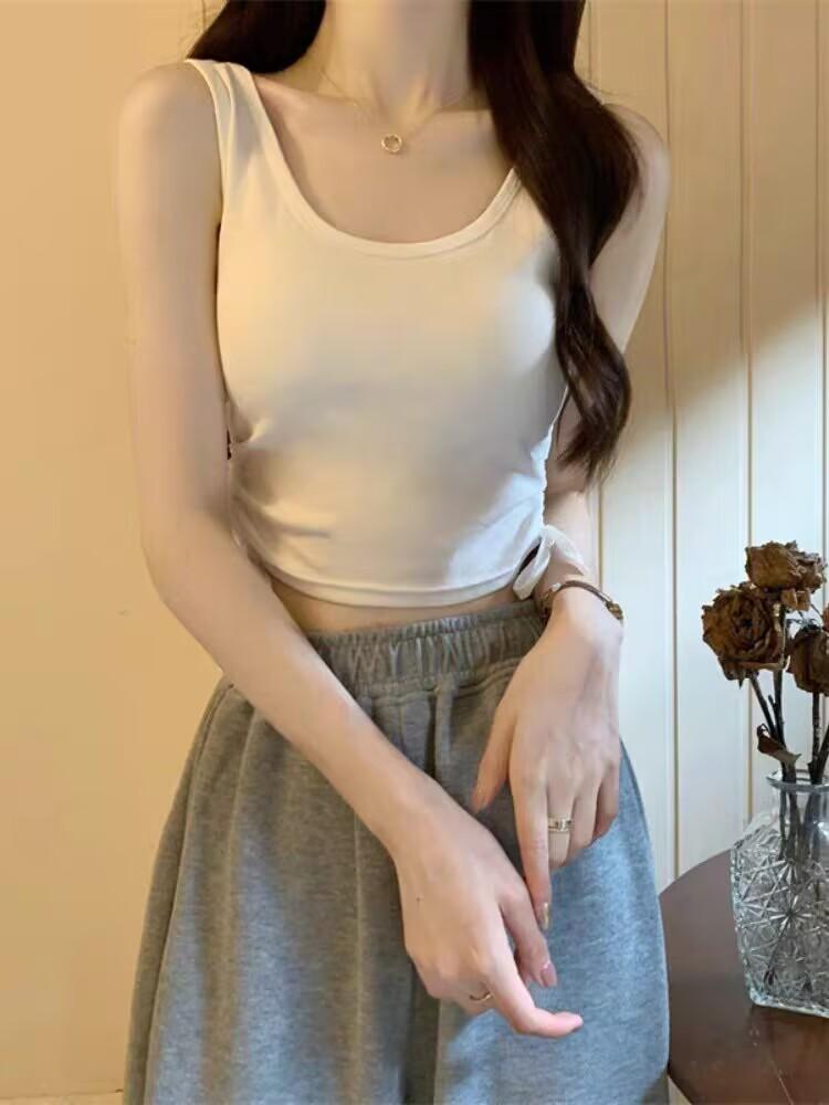 New Arrival Girls Casual Solid Colour Two Side Drawstring Vest Folds Shirring Sexy Tank&Camis