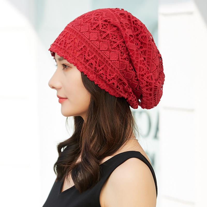 Women's Breathable Lace Beanie – Thin, Knitted Headscarf for Hair Coverage