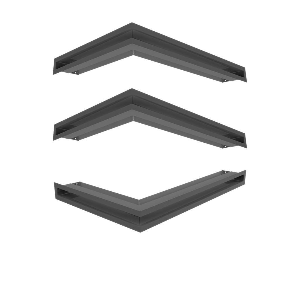 Fireplace grille KRATKI LUFT Graphite 6x60x40 Right Ventilation Set of 3 pcs